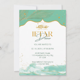 Invitación a la cena Iftar ramadan acuarela verde