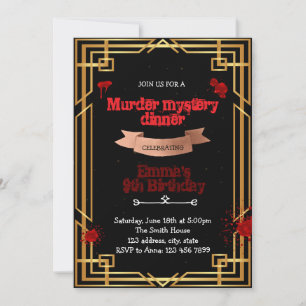 Invitación a la cena "Murder Mystery" de los años 