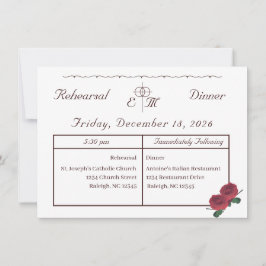 Invitación a la cena para el ensayo de Rosas finos