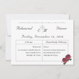Invitación a la cena para el ensayo de Rosas finos