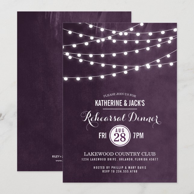 Invitación a la cena para ensayo de luces de cuerd (Anverso / Reverso)