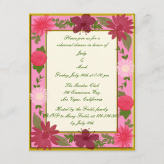 Invitación a la cena Personalizado de flores rosad