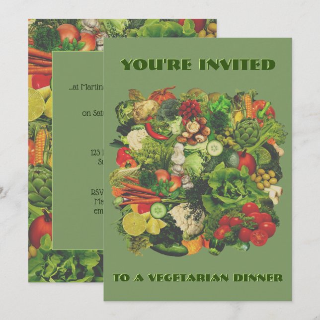 Invitación a la cena vegetariana 🥕 🧅 🥑 (Anverso / Reverso)