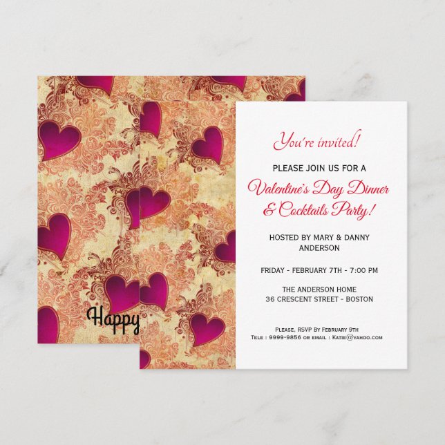Invitación a la cena y cócteles del día de San Val (Anverso / Reverso)