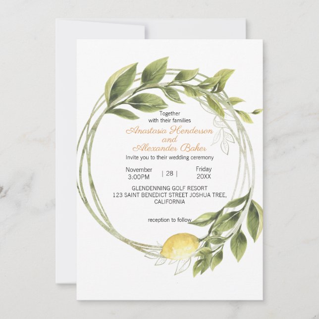 Invitación a la ceremonia de boda. (Anverso)