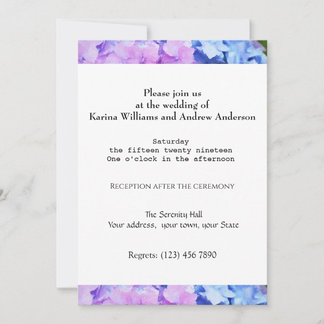 Invitación a la ceremonia de boda (Anverso)