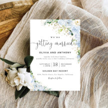 Invitación a la ceremonia de Boda azul Dusty