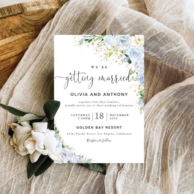 Invitación a la ceremonia de Boda azul Dusty (Subido por el creador)