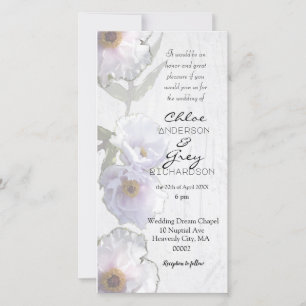 Invitación a la ceremonia de boda con peonías