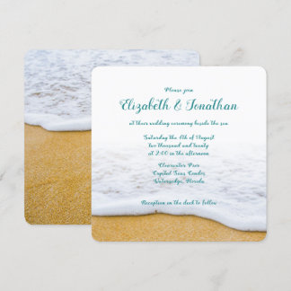 Invitación a la ceremonia de Boda de arena y surf