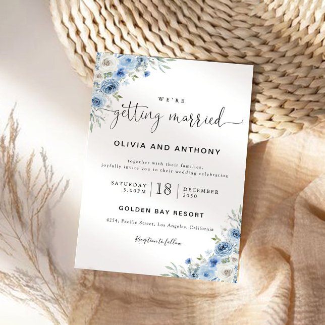 Invitación a la ceremonia de Boda Dusty Blue Ivory (Subido por el creador)