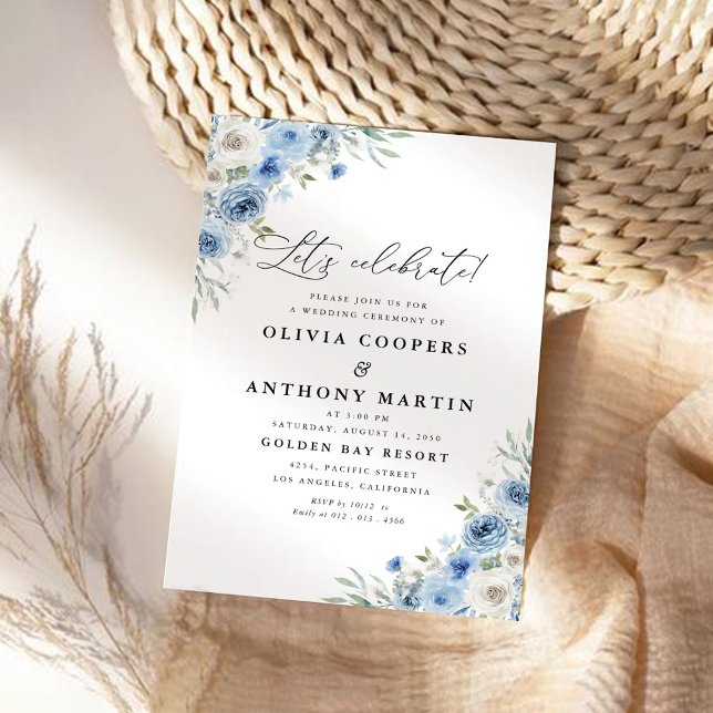 Invitación a la ceremonia de Boda Dusty Blue Ivory (Subido por el creador)