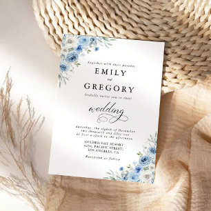 Invitación a la ceremonia de Boda Dusty Blue Ivory