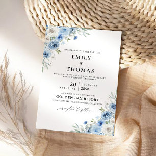Invitación a la ceremonia de Boda Dusty Blue Ivory