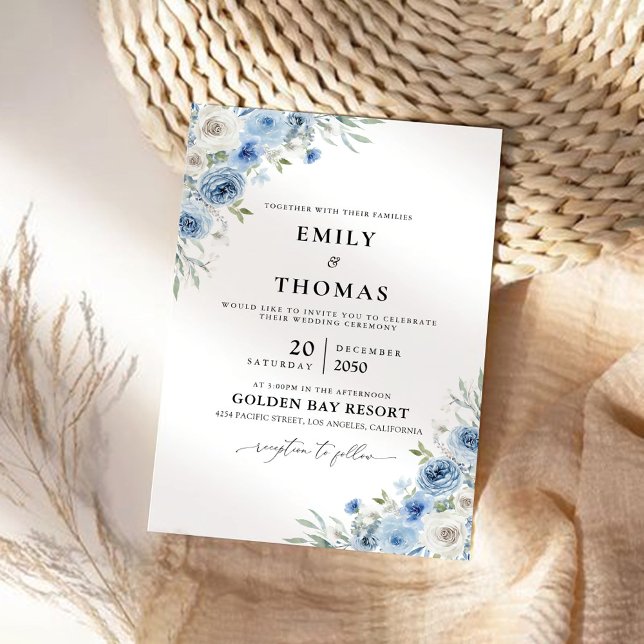 Invitación a la ceremonia de Boda Dusty Blue Ivory (Subido por el creador)