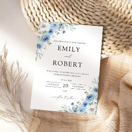 Invitación a la ceremonia de Boda Dusty Blue Ivory
