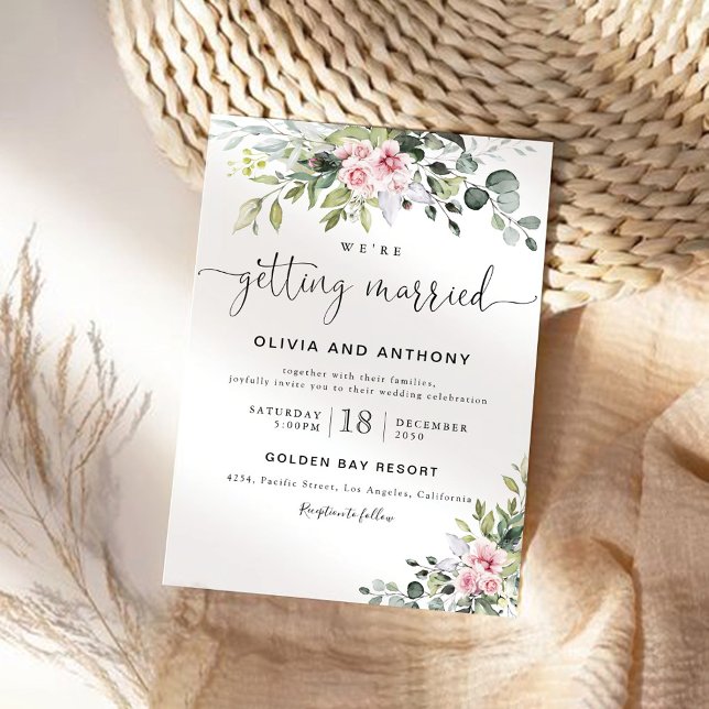 Invitación a la ceremonia de Boda rosa de Rubor Gr (Subido por el creador)