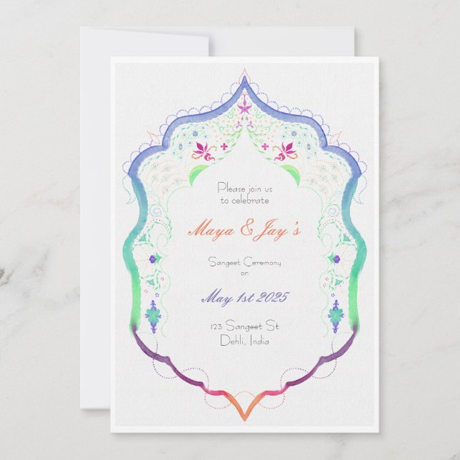 Invitación a la ceremonia de Boda sij indio de San (Anverso)