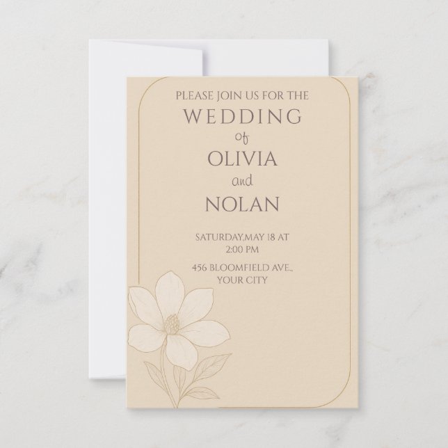 Invitación a la ceremonia de Boda simple - Invitac (Anverso)