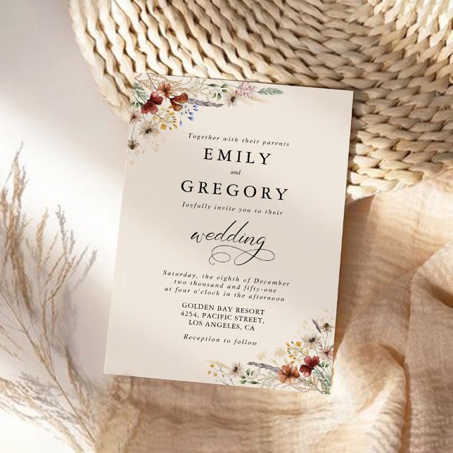 Invitación a la ceremonia de Boho Tiny Wildflower  (Subido por el creador)