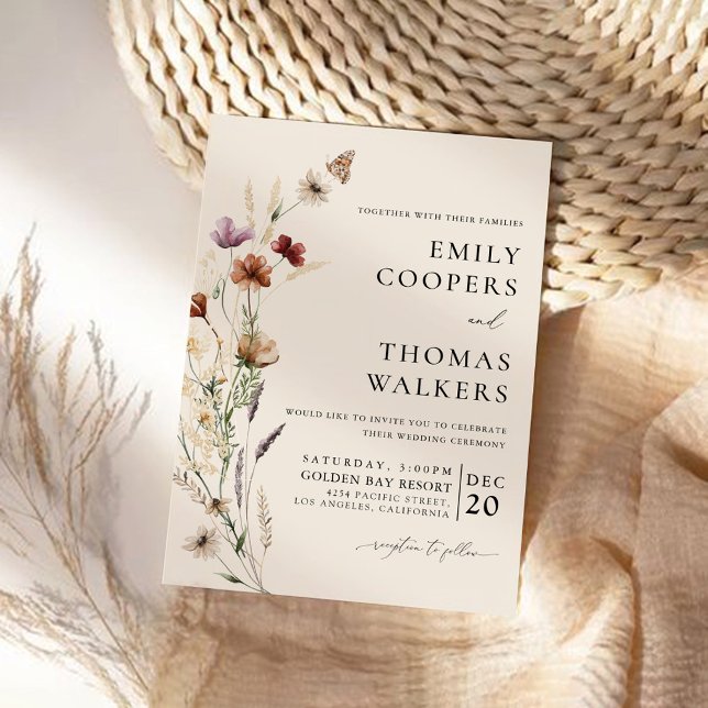 Invitación a la ceremonia de Boho Tiny Wildflower  (Subido por el creador)
