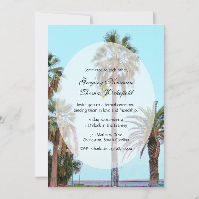 Invitación a la ceremonia de compromiso de Palm Tr (Anverso)