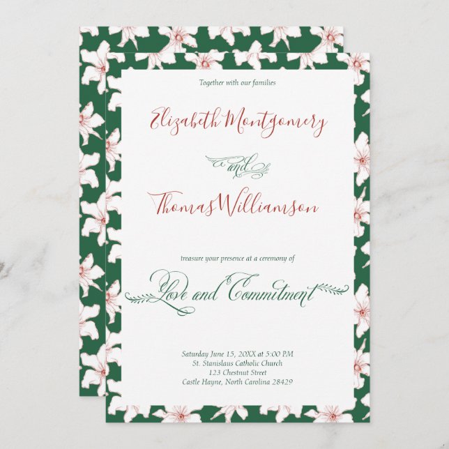 Invitación a la ceremonia de compromiso floral de  (Anverso / Reverso)