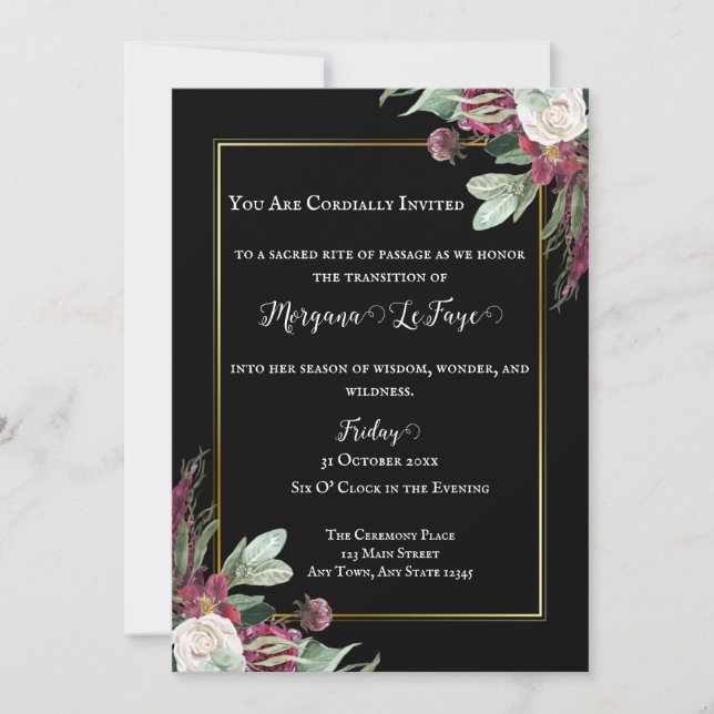 Invitación a la Ceremonia de Coronación Dark Bloom (Anverso)