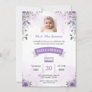 Invitación a la Ceremonia de Cuna para Bebé Niña c