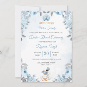 Invitación a la ceremonia de Dastar Bandi floral a