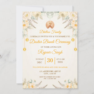 Invitación a la ceremonia de Dastar Bandi floral c