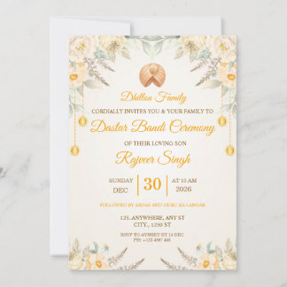 Invitación a la ceremonia de Dastar Bandi floral c