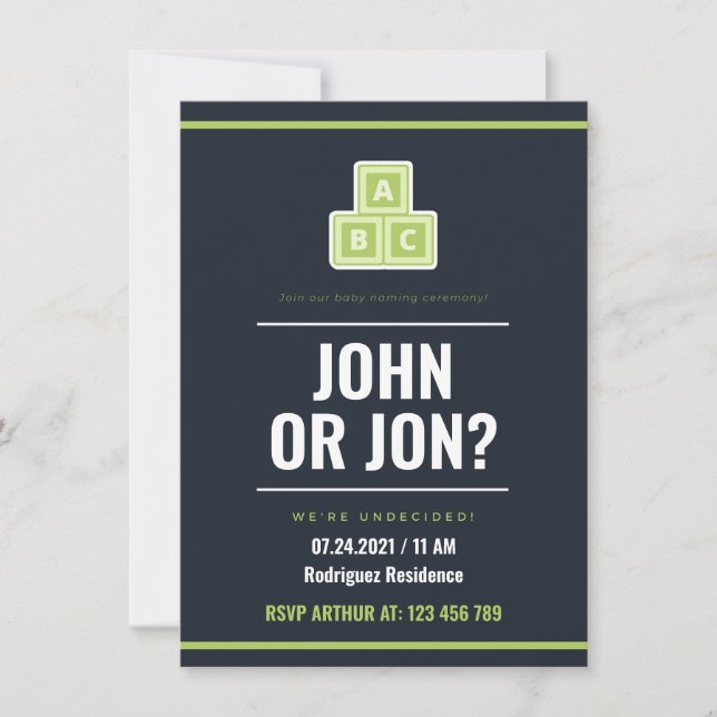 Invitación a la ceremonia de entrega de nombres pa (Anverso)