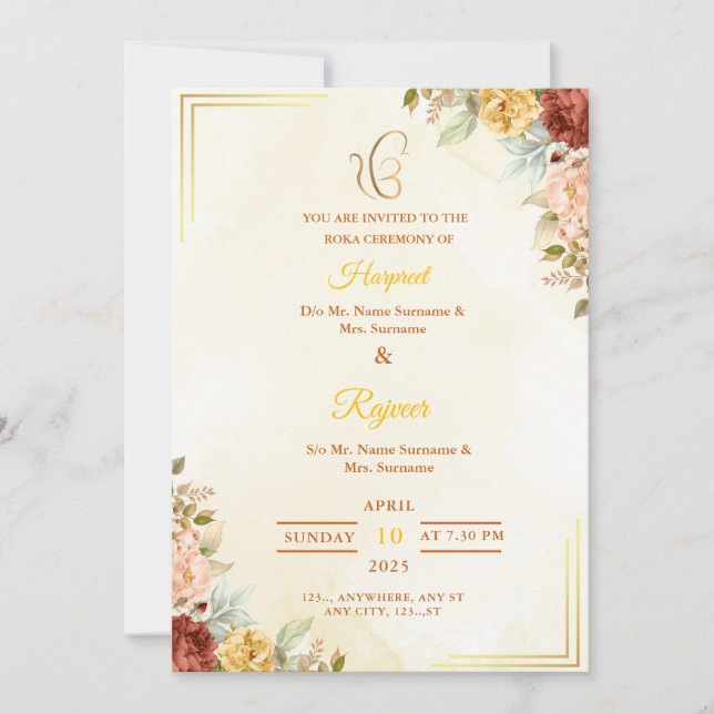 Invitación a la ceremonia de Floral Roka, tarjeta  (Anverso)