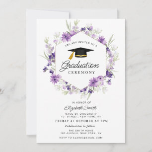 invitación a la ceremonia de graduación con flores