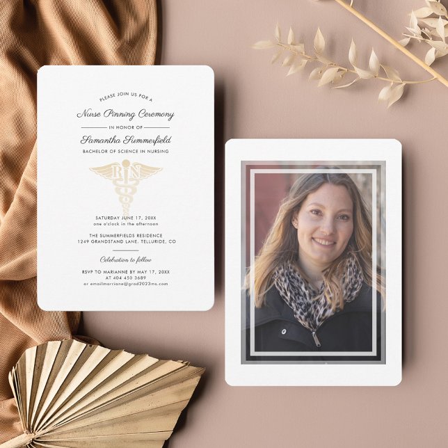 Invitación a la ceremonia de graduación de enferme (Nurse Pinning Graduation Party Invitation)
