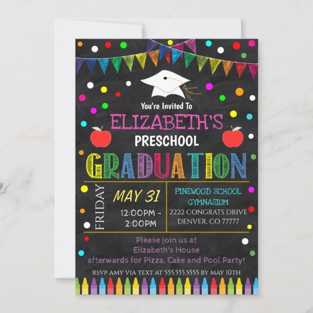 Invitación a la ceremonia de graduación de niños (Anverso)