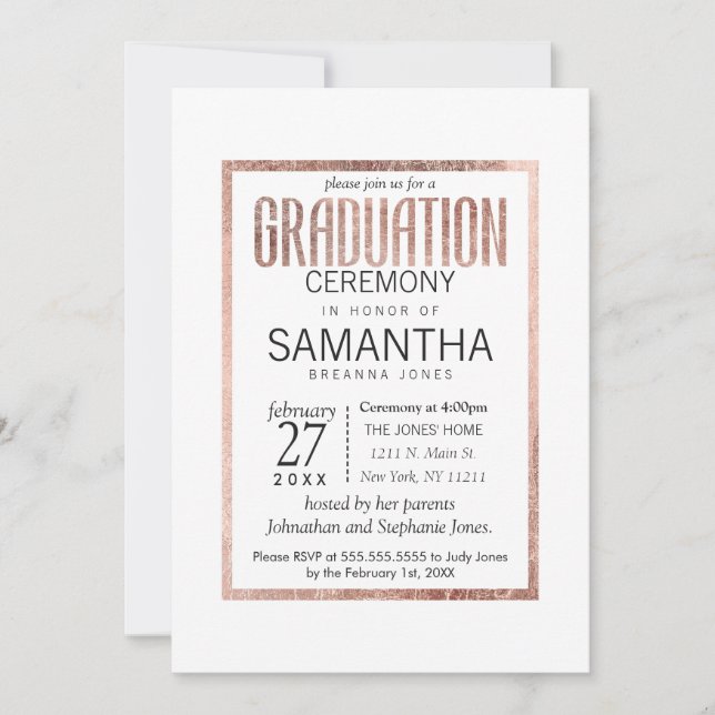 Invitación a la ceremonia de graduación de oro Ros (Anverso)