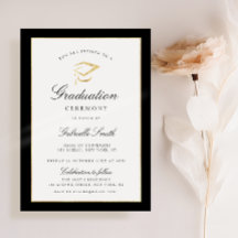 invitación a la ceremonia de graduación en negro y
