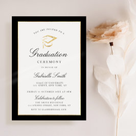 invitación a la ceremonia de graduación en negro y