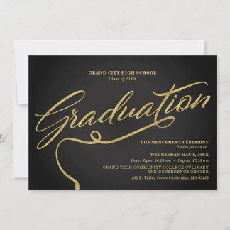 Invitación a la Ceremonia de Graduación Negro Oro