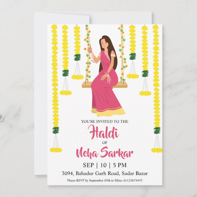 invitación a la ceremonia de haldi (Anverso)
