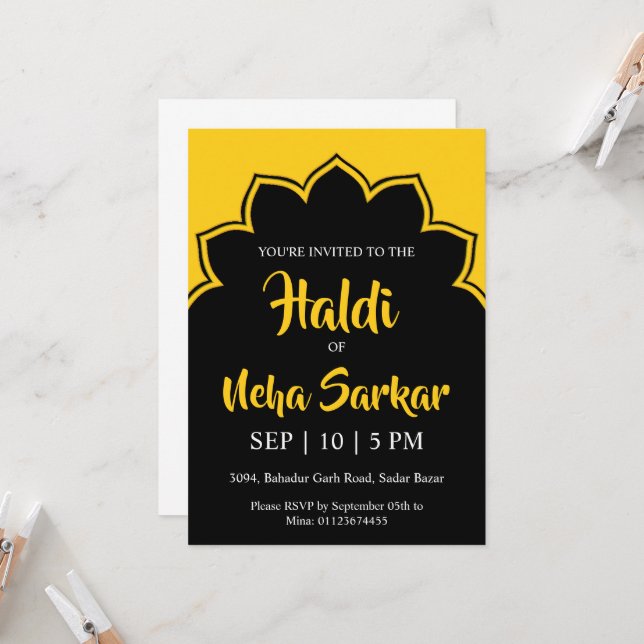 invitación a la ceremonia de haldi (Anverso/Reverso In Situ)