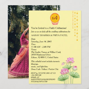 Invitación a la Ceremonia de Haldi India con Foto