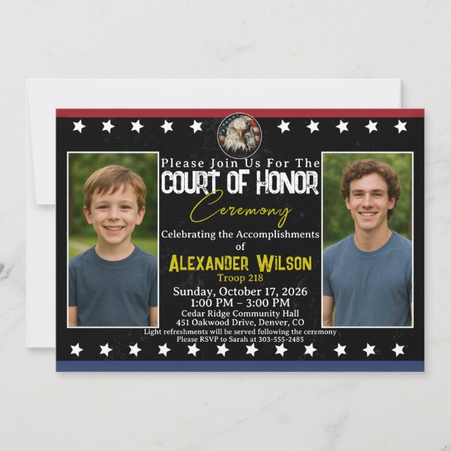 Invitación a la Ceremonia de Logro de Scout con Fo (Anverso)