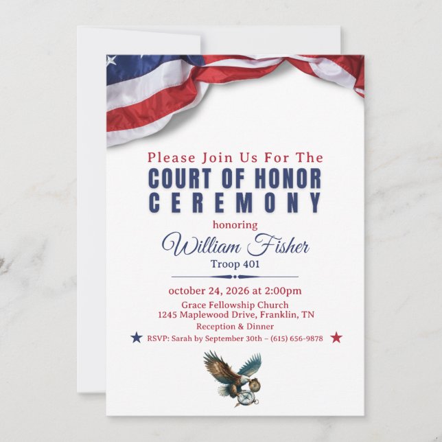 Invitación a la Ceremonia de Logros de Scout (Anverso)