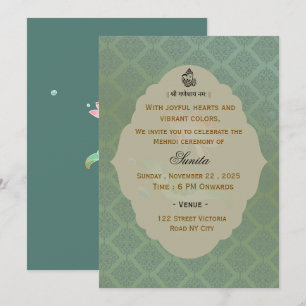 Invitación a la Ceremonia de Mehndi en una Boda In