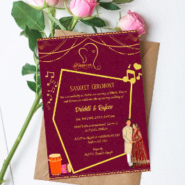 Invitación a la ceremonia de pre-Boda Sangeet