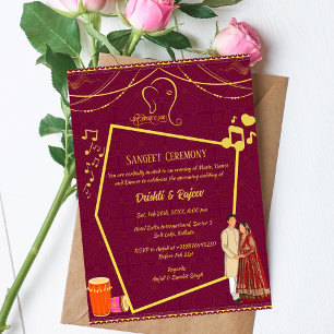 Invitación a la ceremonia de pre-Boda Sangeet
