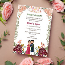 Invitación a la ceremonia de pre-Boda Sangeet